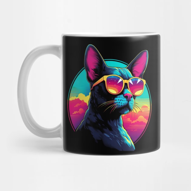 Retro Wave Cornish Rex Cat Shirt by Miami Neon Designs